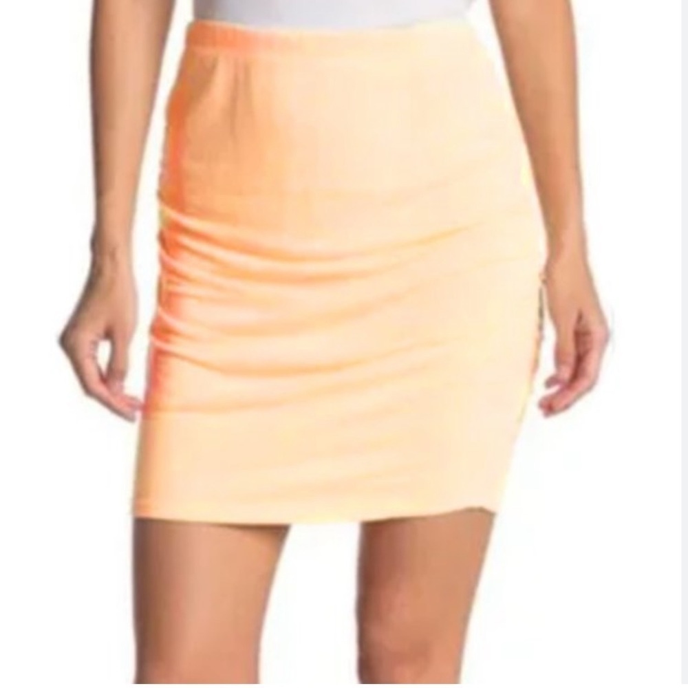 Sundry Ruched Pop Orange stretch Soft Skirt Sz L (sundry 3)